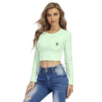 Crop top femme à col rond – imprimé intégral