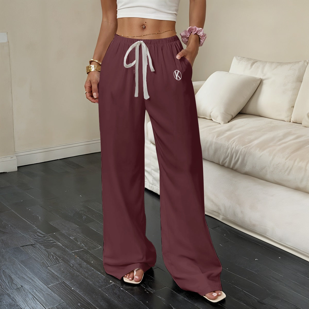 Pantalon décontracté à jambes droites pour femmes : Canneberge