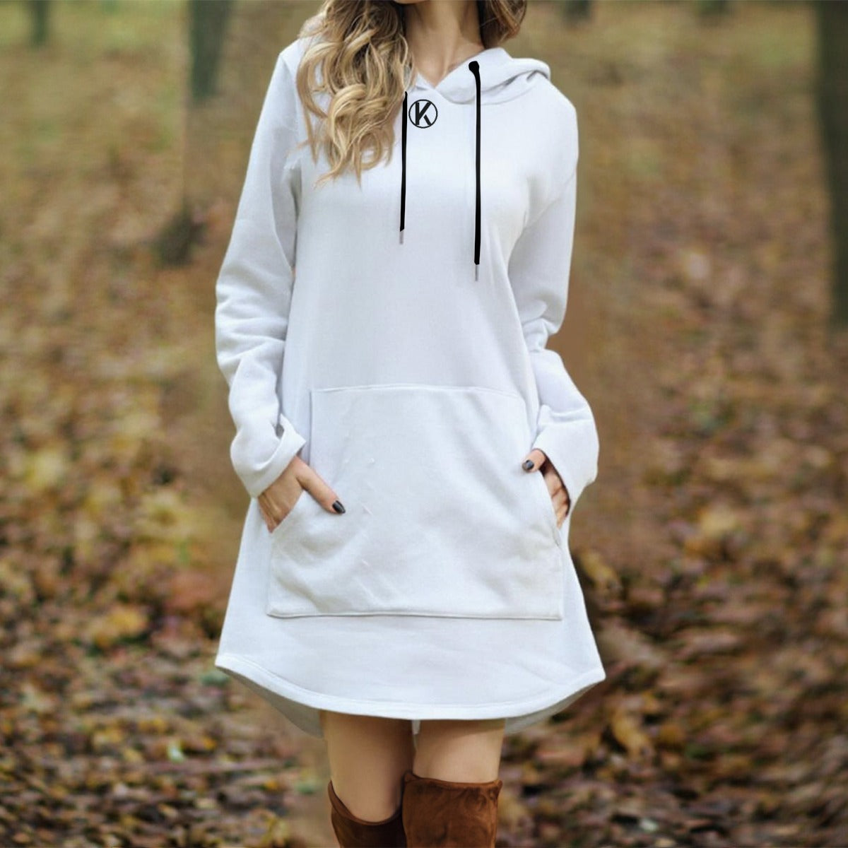 Robe longue à capuche pour femme
