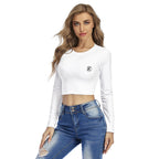 Crop top femme à col rond – imprimé intégral