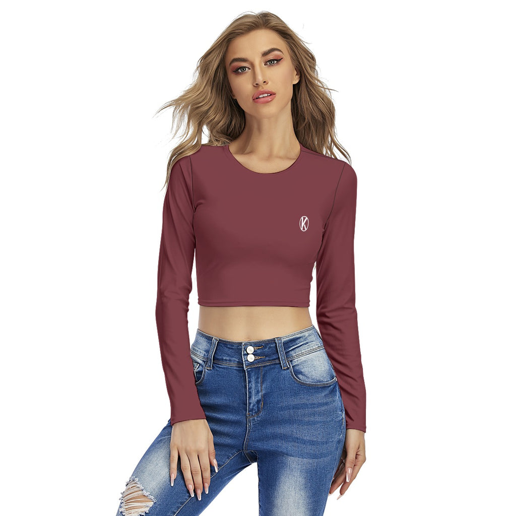 Crop top femme à col rond – imprimé intégral