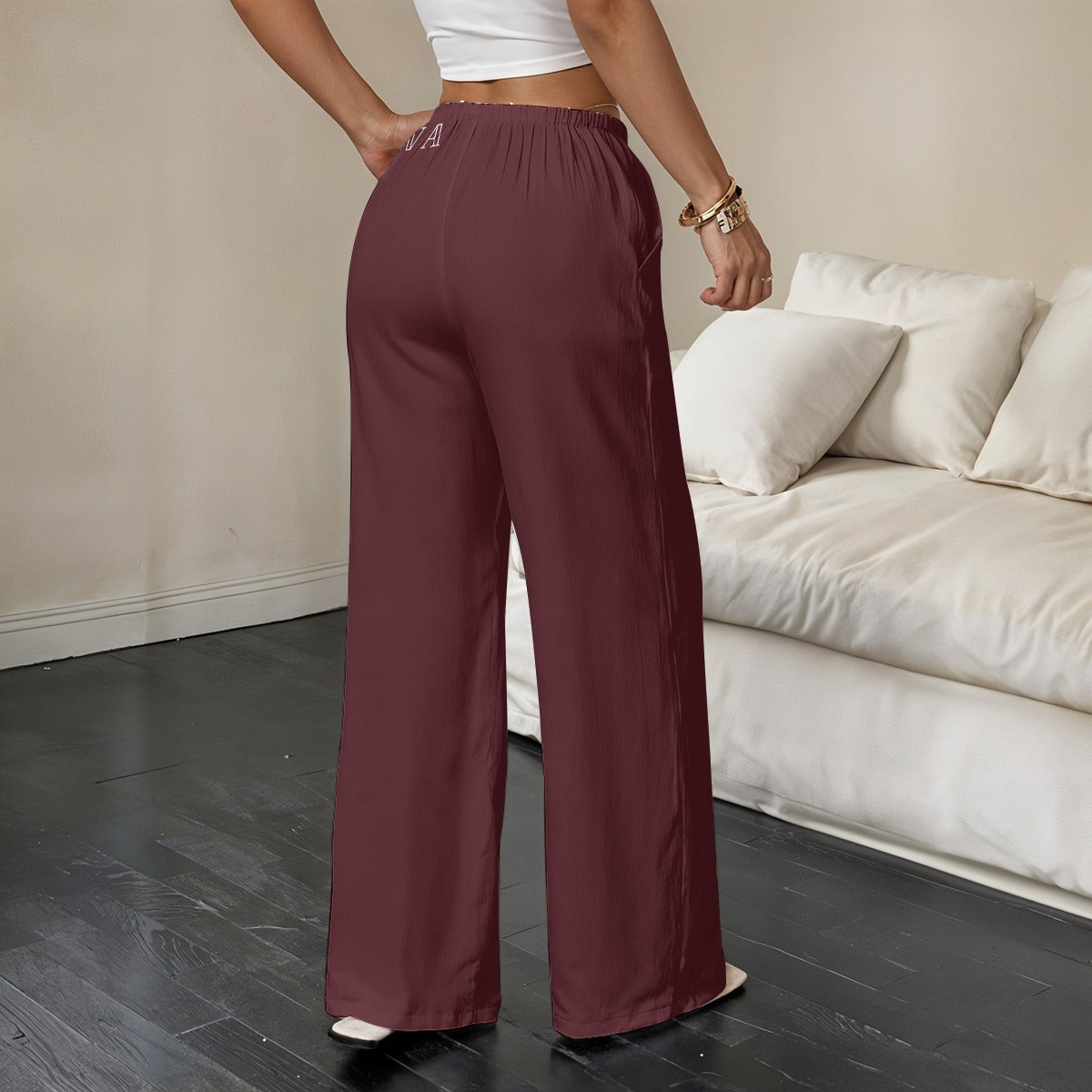 Pantalon décontracté à jambes droites pour femmes : Canneberge
