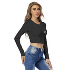 Crop top femme à col rond – imprimé intégral
