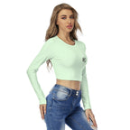 Crop top femme à col rond – imprimé intégral