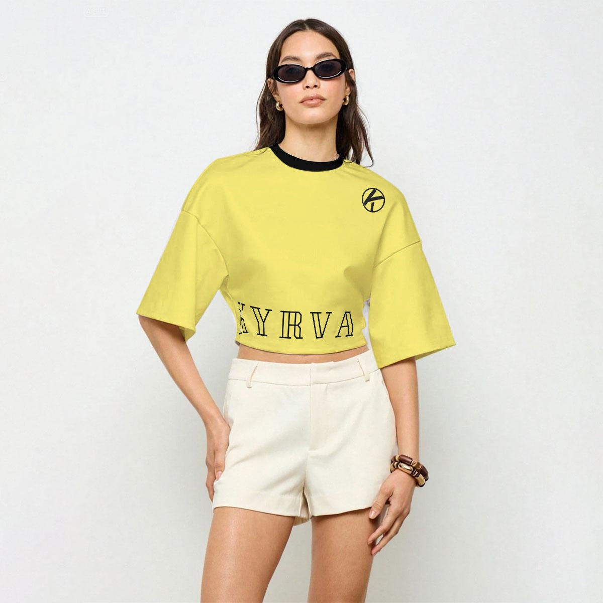 Crop top décontracté pour femme : Jaune