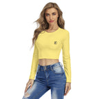 Crop top femme à col rond – imprimé intégral