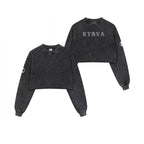 Sweat-shirt court délavé pour femme
