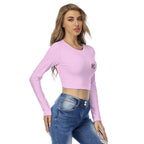 Crop top femme à col rond – imprimé intégral