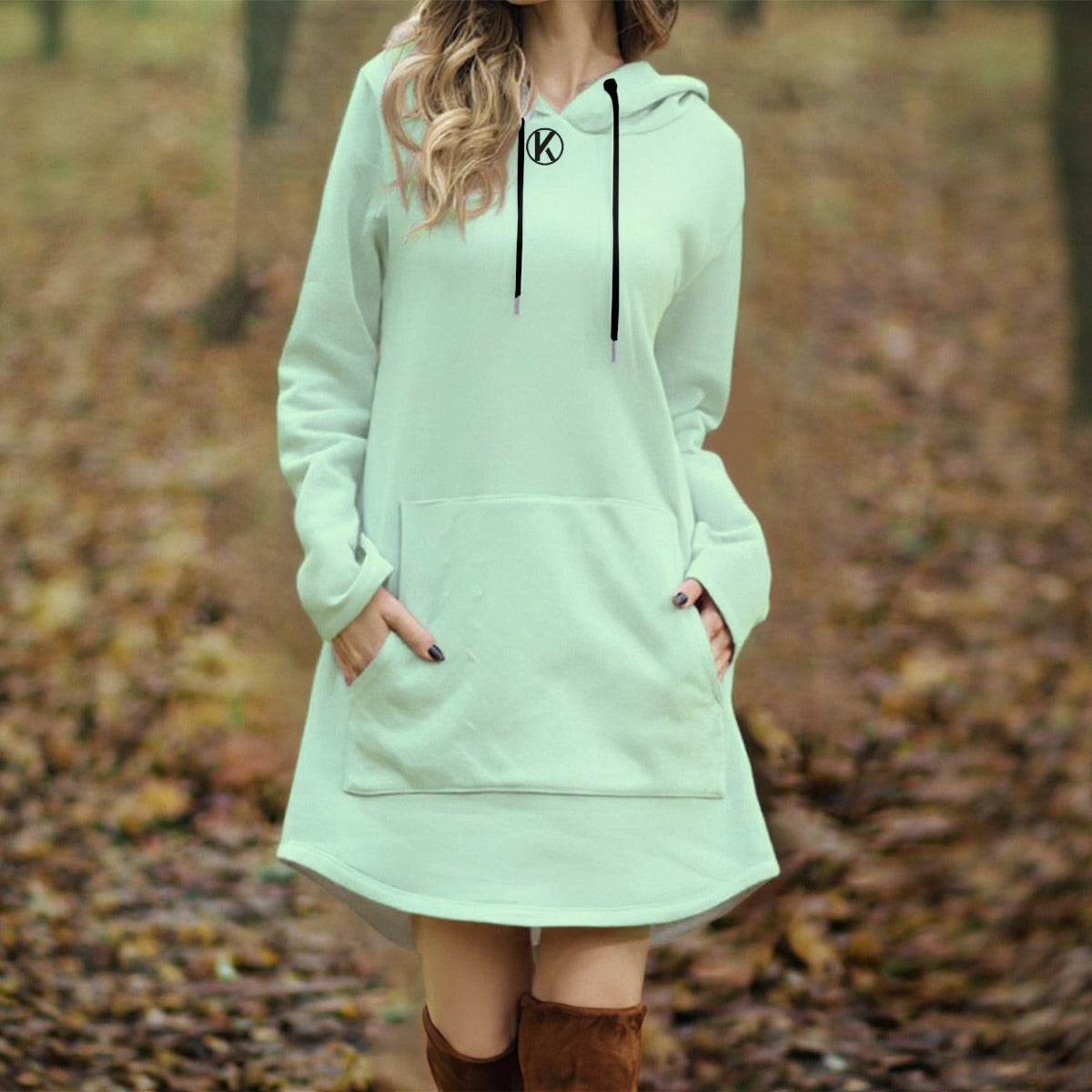 Robe longue à capuche pour femme
