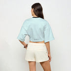 Crop top décontracté pour femme : Bleu clair
