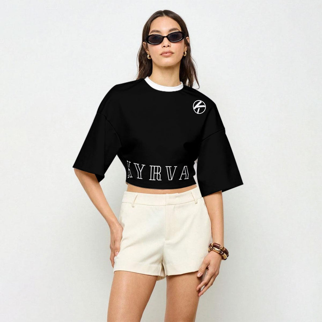 Crop top décontracté pour femme : Noir