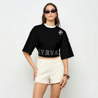 Crop top décontracté pour femme : Noir