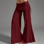 Pantalon taille haute, jambes larges Canneberge