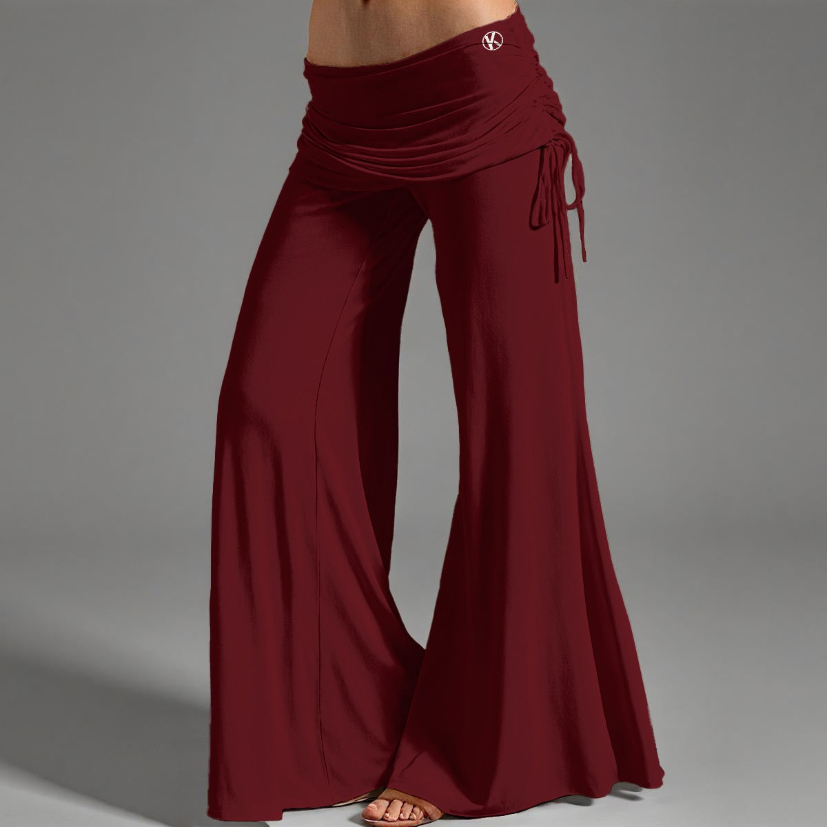 Pantalon taille haute, jambes larges Canneberge