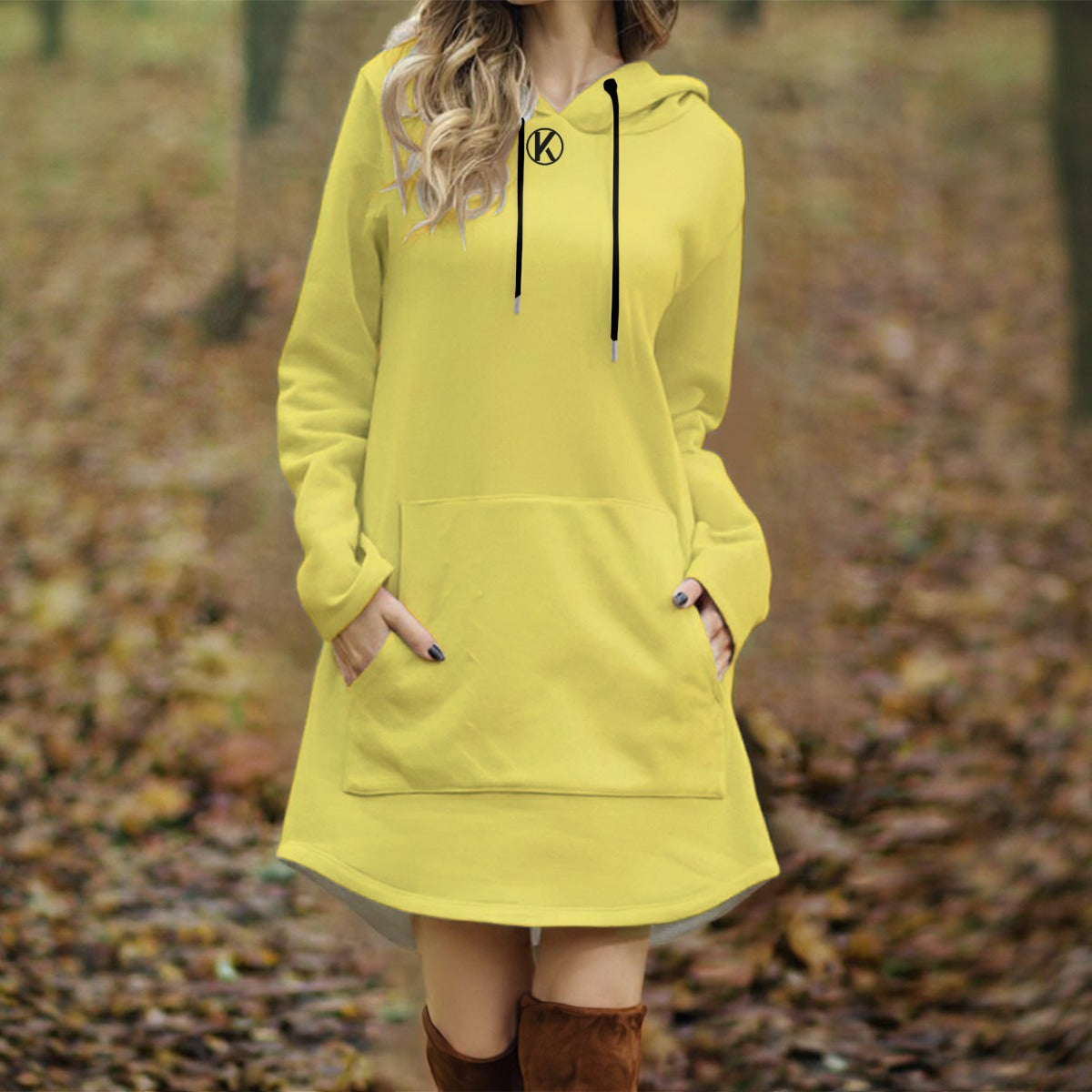 Robe longue à capuche pour femme