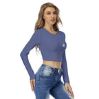Crop top femme à col rond – imprimé intégral