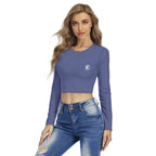 Crop top femme à col rond – imprimé intégral