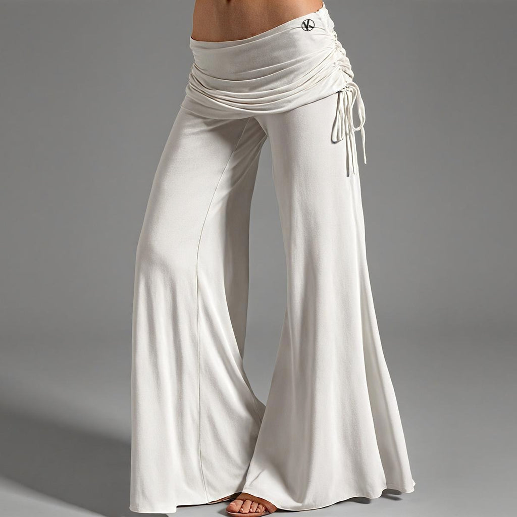 Pantalon taille haute, jambes larges Blanc