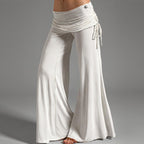 Pantalon taille haute, jambes larges Blanc